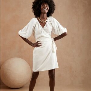 New With Tags Linen blend Wrap Dress from Banana Republic Factory Outlet.